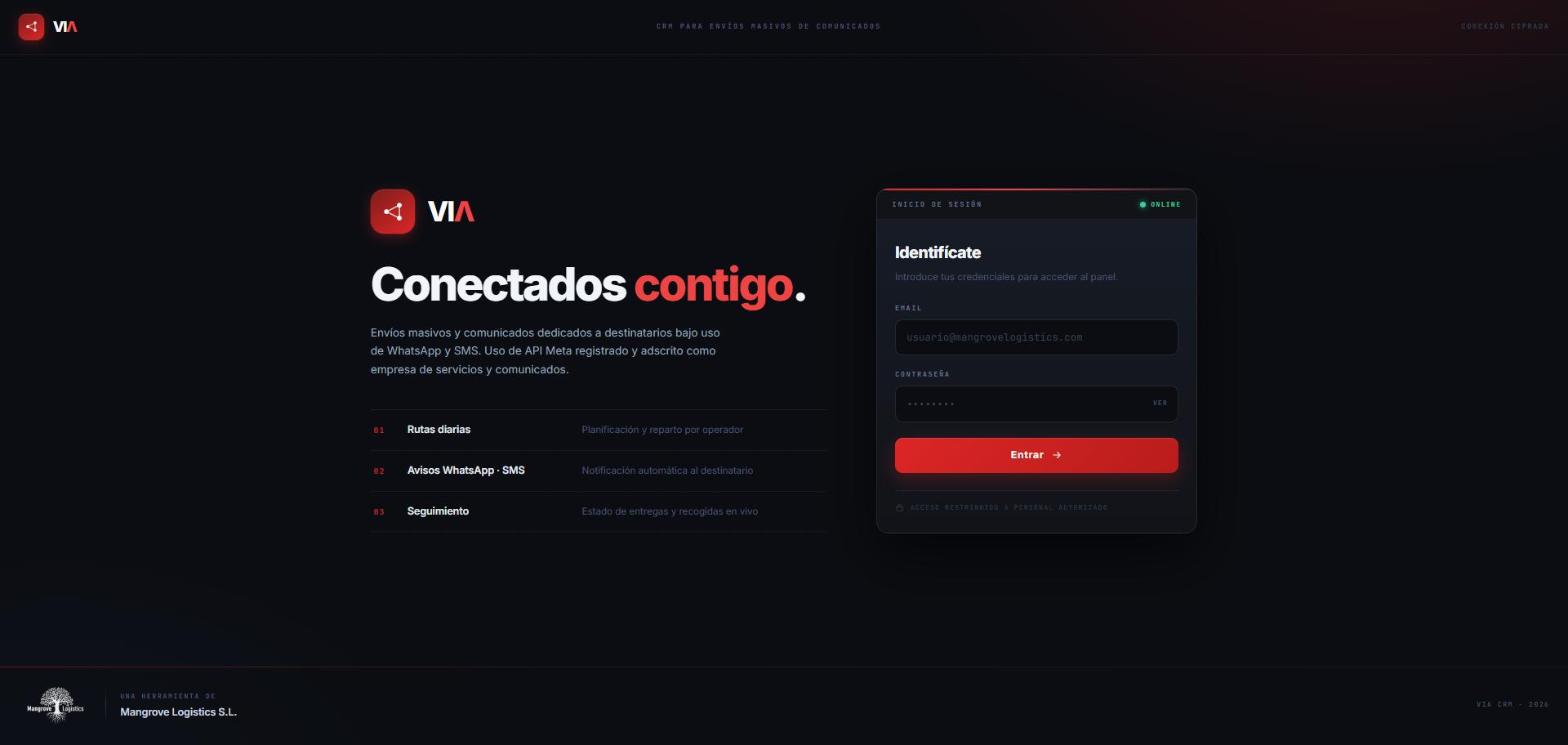Pantalla de acceso de VIA CRM